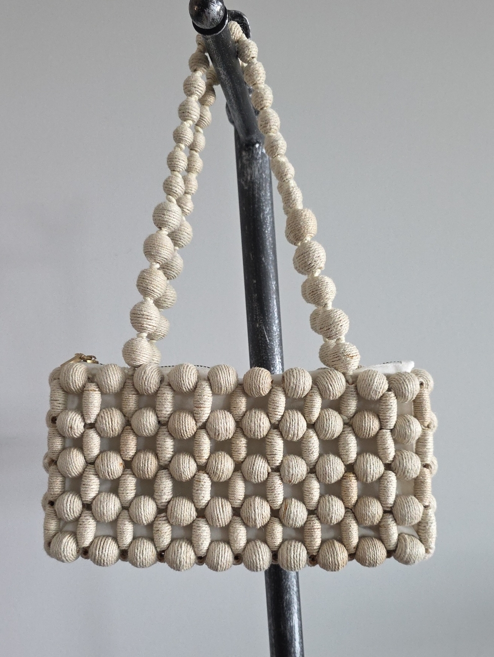 Cult Gaia Twine Beaded Rectangle Shoulder Bag - Cream
